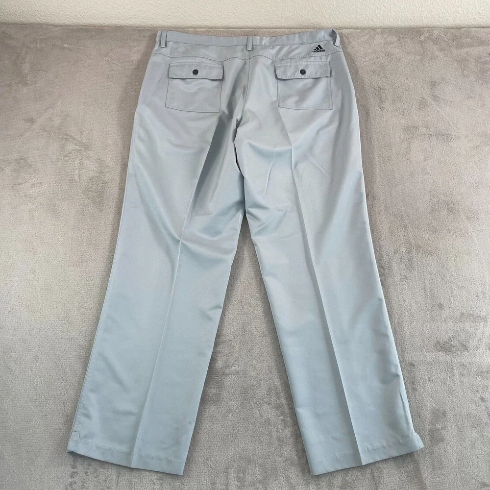 Adidas Climalite Golf Pants Men 38x32 Gray Active Perfomance Chino‎ Back Logo